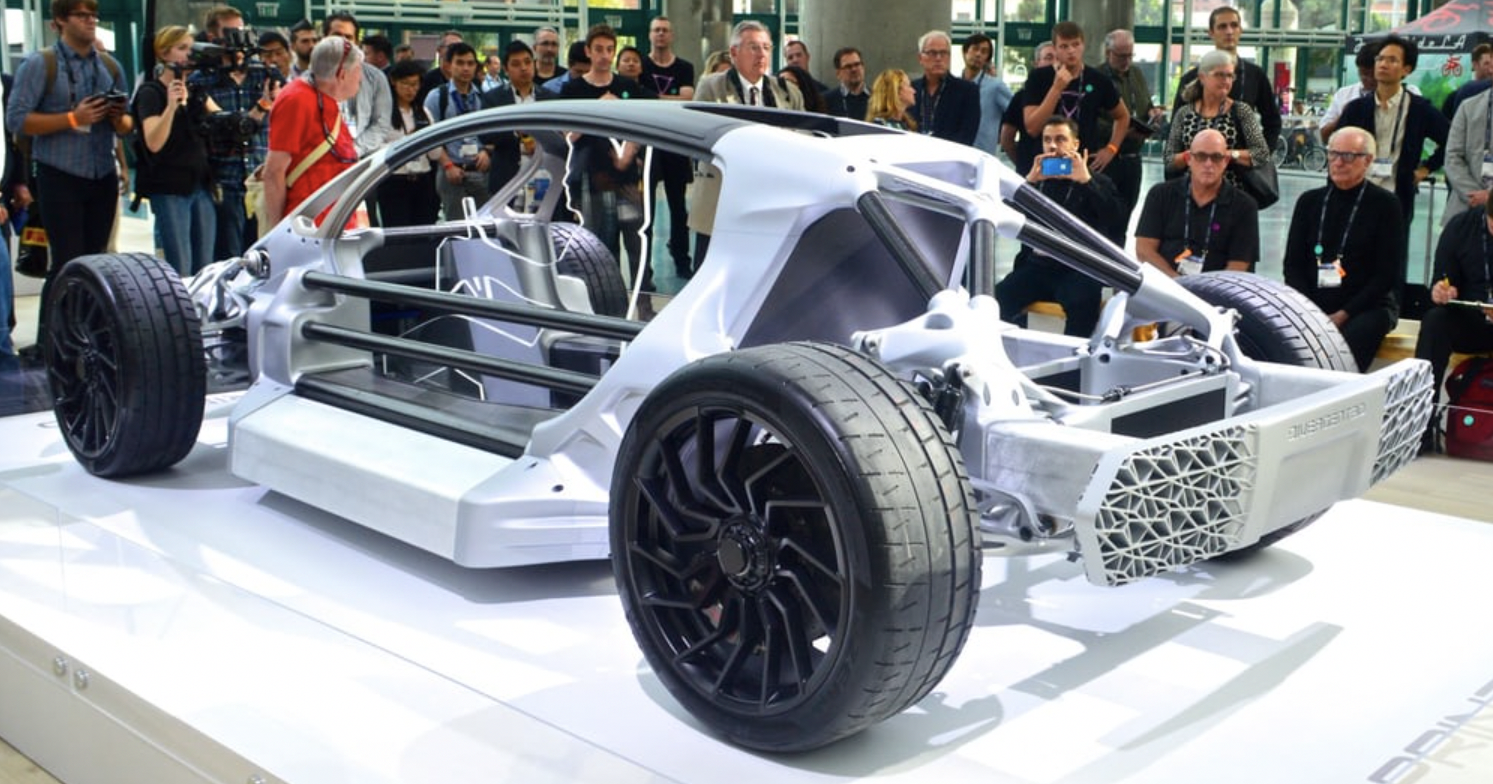 3D-printed frame of the Divergent 3D Blade supercar